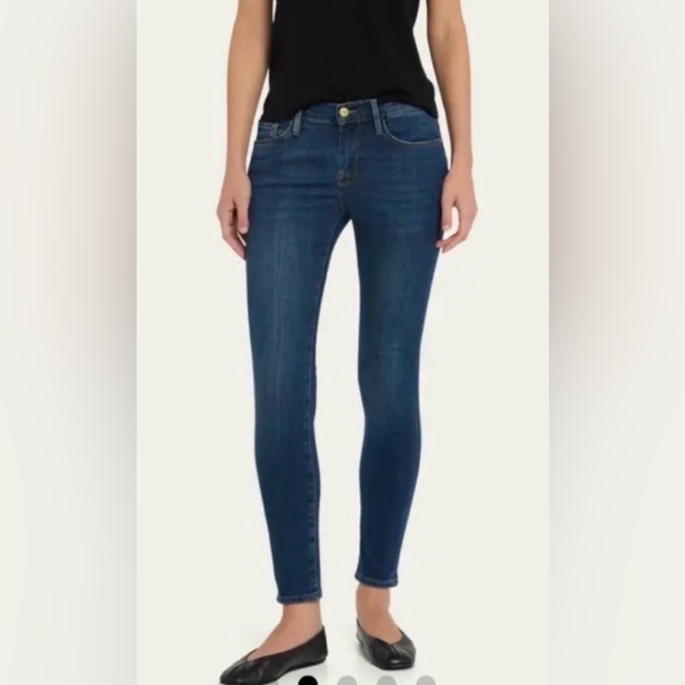 Frame Denim HighRise Dark Blue Skinny Jeans Crop